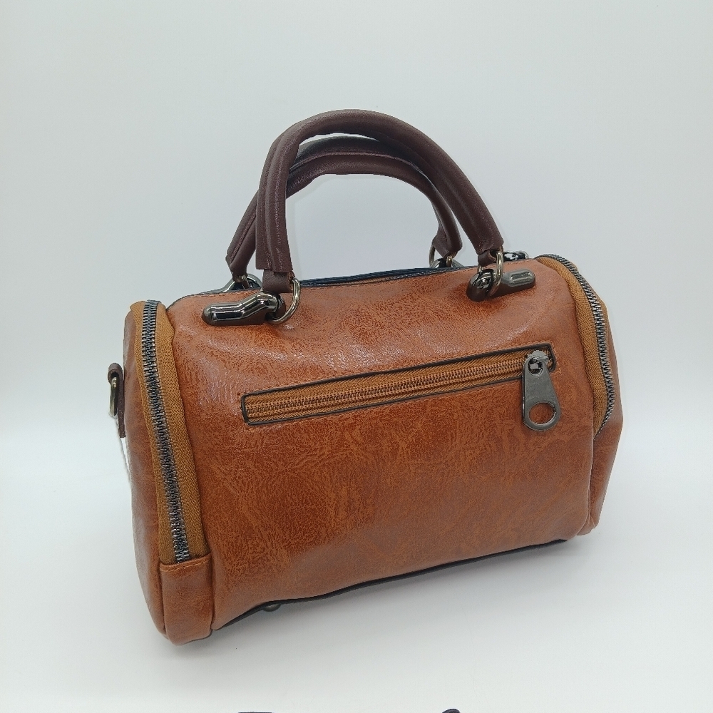 Vtg Boston Crossbody/Shoulder Faux Leather Satchel Handbag w/2 Straps - Picture 4 of 5